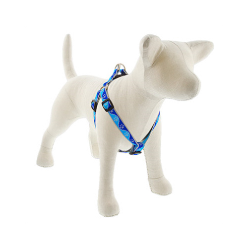 LUPINE INC 48444 Step-In Small Dog Harness, Reflective Blue Paws Pattern, 3/4 x 15 - 21-In.