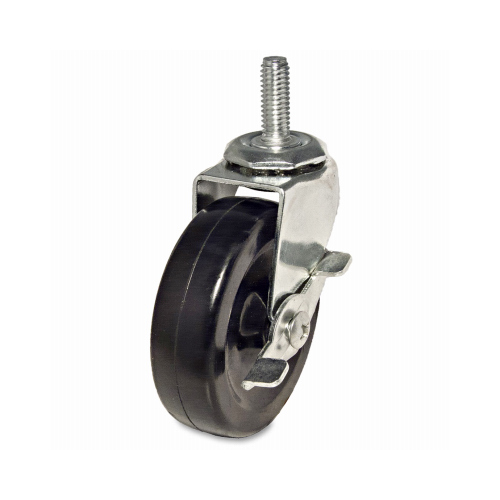 Caster Wheel with Brake, Black, 3 In.