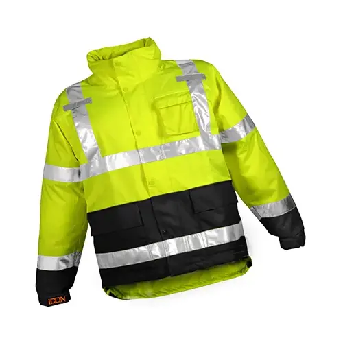 Hi-Viz Waterproof Jacket, ANSI 107 Class III, Lime Denier, Medium