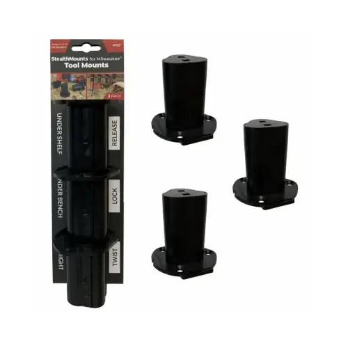 Milwaukee M12 Tool Holder Mounts pack of 3 Black