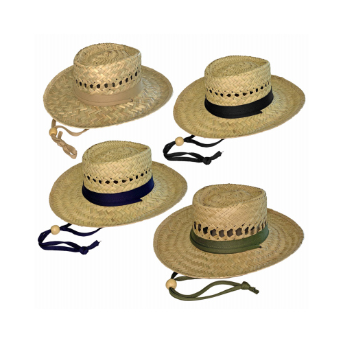 Gambler-Shape Straw Hat, Assorted Colors - pack of 12