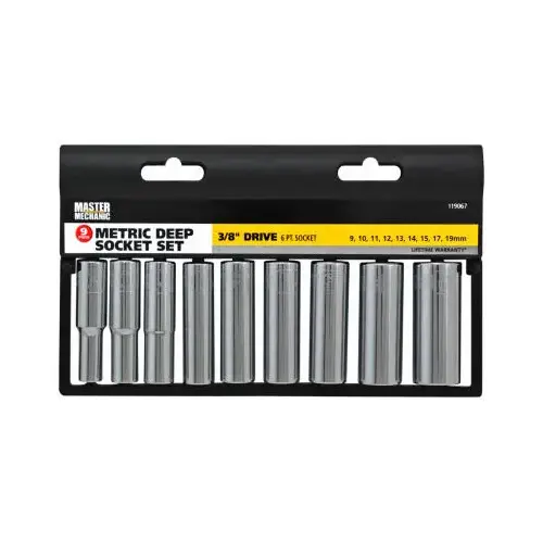 9-Pc.Metric Deep Socket Set, 3/8-In. Drive