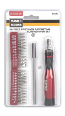 Master Mechanic 167512 Precision Ratcheting Screwdriver Set, 26-Pc.