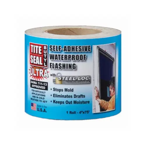 Flashing, Self-Adhesive, Waterproof, White Butyl, 4-In. x 75-Ft.