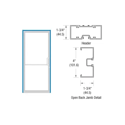 CRL-U.S. Aluminum 0B11211R36 Clear Anodized 39-1/2" x 85-3/4" 400 Series Right Hand Single Acting Up and Over Frame