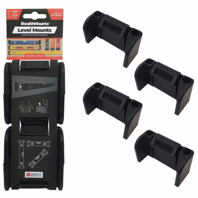 StealthMounts LM-BLK-2 Universal Tool Bench Level Mounts  pack of 6 Black