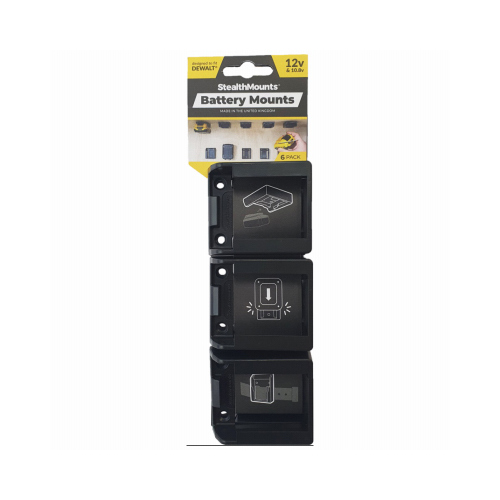 StealthMounts BM-DW12-BLK-6 DeWalt 12V Battery Mounts  pack of 6