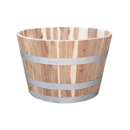 26 In. Acacia Natural Barrel Planter