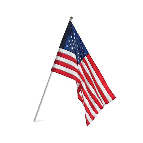 U.S. Flag & Pole Set, Nylon, 2.5 x 4 Ft.