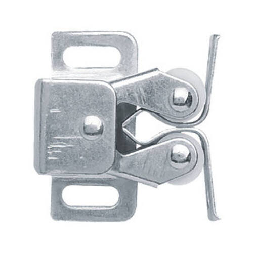 Cabinet Catch, Double Roller With Spear Strike, Zinc-Plated Pair