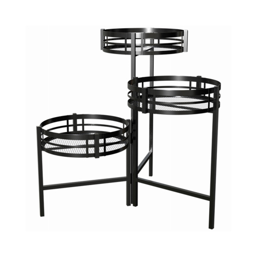 Mission 3-Tier Folding Plant Stand, Black, 10 x 10 x 21-In.