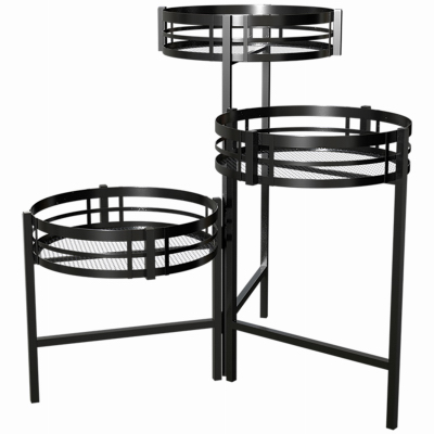 PANACEA 81635 Mission 3-Tier Folding Plant Stand, Black, 10 x 10 x 21-In.