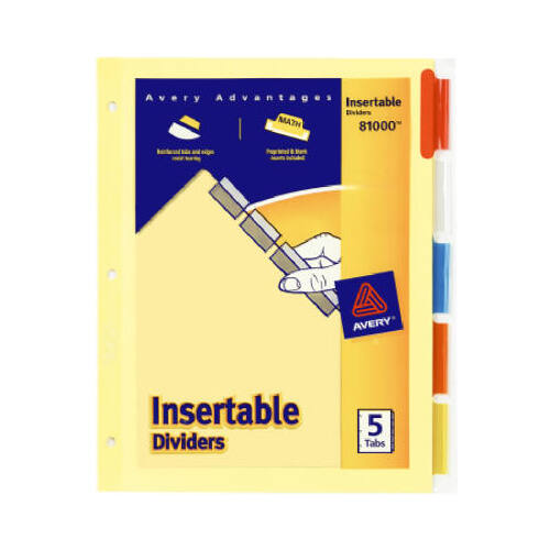 Index Dividers, Heavy-Duty, 5-Color Tab, 8.5 x 11-In.