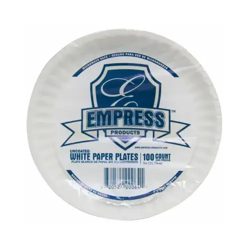 RJ SCHINNER CO E30200 00064 Uncoated Paper Plates, White, 9-In., 100-Ct.