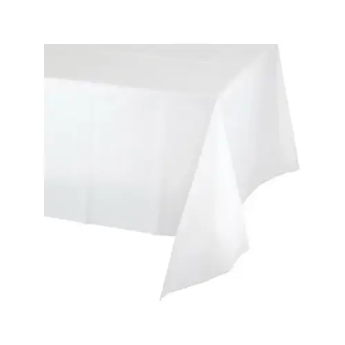 Plastic Octy Round Table Cover, White, 82 In.