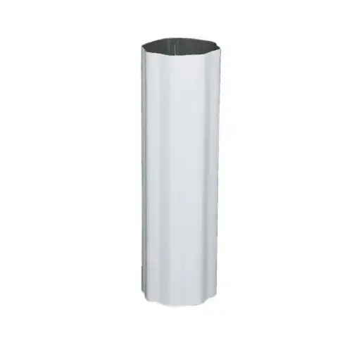 Gutter Downspout, Corrugated Round, White Aluminum, 4-In. x 10-Ft.