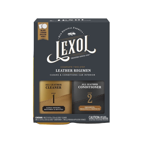 AMERICAN COVERS INC LXBKT08 Lexol Complete 2-Step Leather Care Cleaner & Conditioner Kit with Applicator Sponges