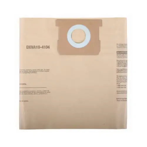 DEWALT DXVA19-4104 Dust Bags for 5-8 Gallon Wet/Dry Vacs pack of 3