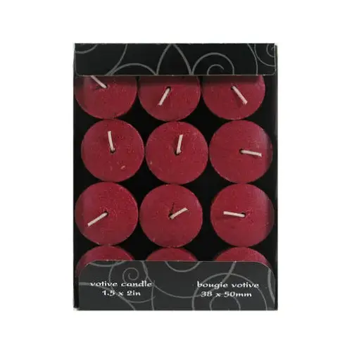 Candle Lite 4520565 1276565 Scented Votive Candle, Juicy Black Cherries Fragrance, Burgundy Candle, 10 to 12 hr Burning