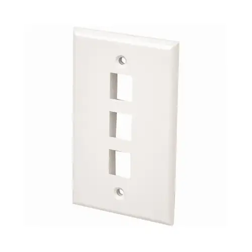 3 Port Wall Plate, White