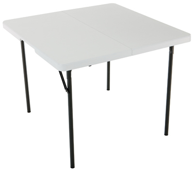 GSC TECHNOLOGIES INC TA3535F Fold-in-Half Table, White Polyethylene Top, Steel Frame, 35-In. Square