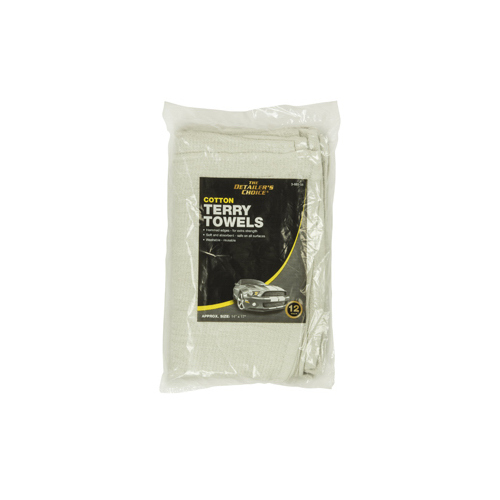 Car Detailing Towel, White Cotton Terry, 14 x 17-In - pack of 12