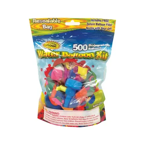 Water Balloon Kit, 500 Biodegradable Balloons & Hose Nozzle