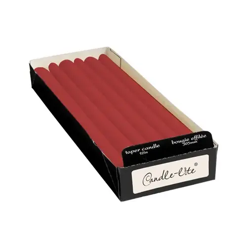 Candle Lite 4201854-XCP12 Taper Candle, Red Crimson, 12-In. - pack of 12