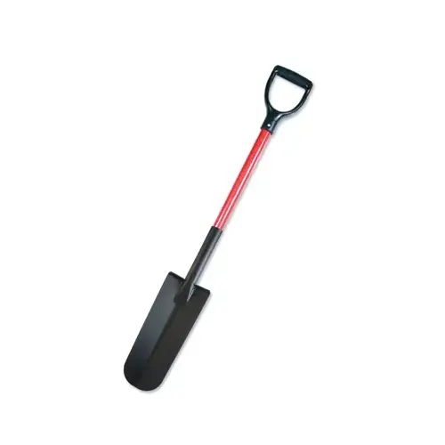 Drain Spade Shovel, 5-1/4 in W Blade, Steel Blade, Fiberglass Handle, D-Shaped Handle, 32 in L Handle