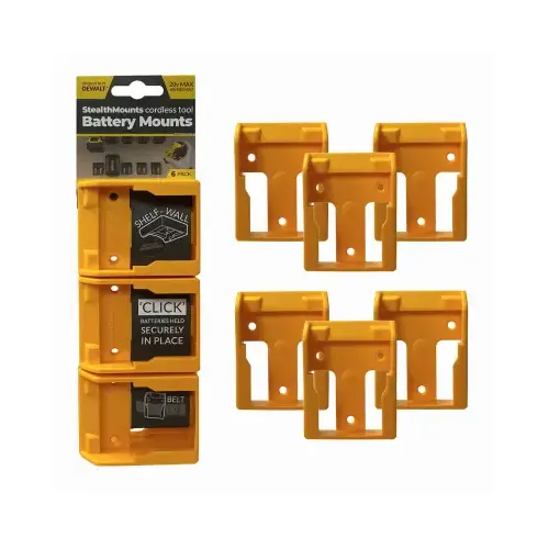 StealthMounts BM-DW20-YLW-6 Holder Dewault 20v MAX Yellow ABS Battery Mounts Yellow