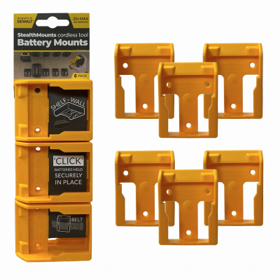 StealthMounts BM-DW20-YLW-6 Holder Dewault 20v MAX Yellow ABS Battery Mounts Yellow