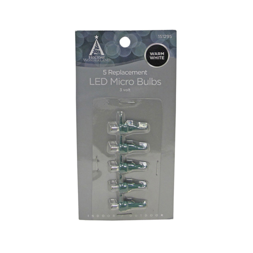 Holiday Wonderland 11211-88 Christmas Lights LED Replacement Bulb, Micro, Warm White  pack of 5