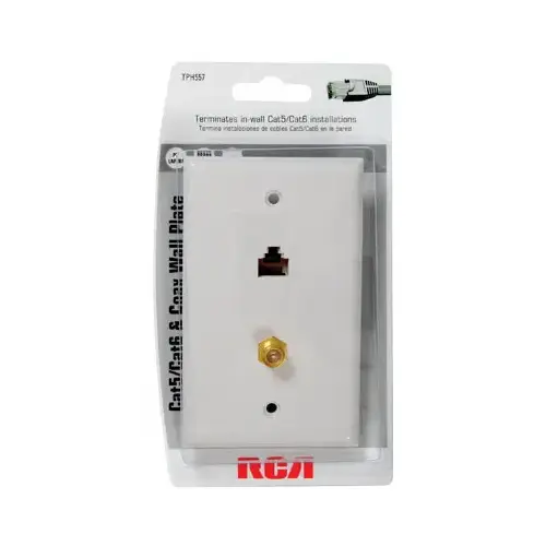 Coax Wall Plate, Cat5/6