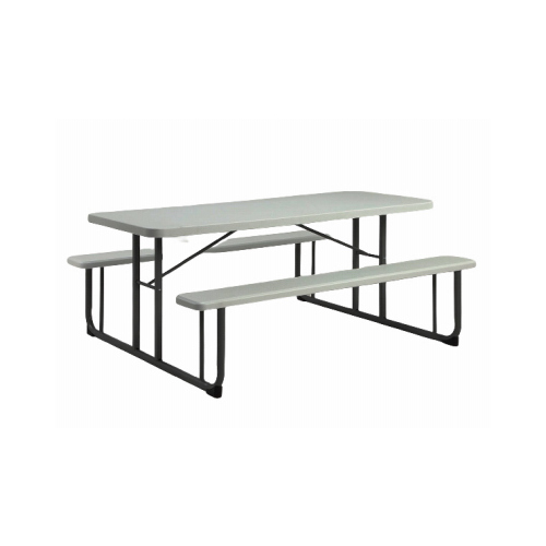 ABT SOURCING CONSULTING PT-14KD Picnic Table & Benches, Powder Painted Steel Frame, 6-Ft.