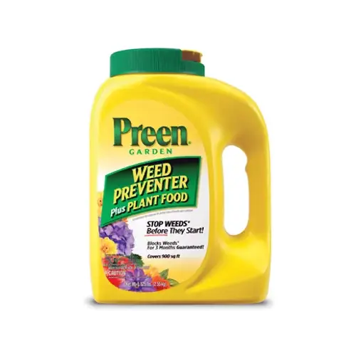 Weed Preventer Plus Plant Food, Granular, 5-5/8 lb Bottle