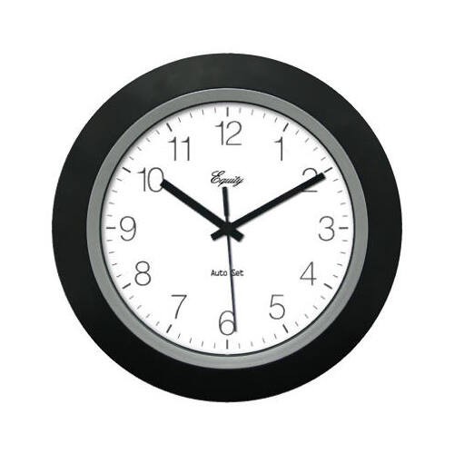 LA CROSSE TECHNOLOGY LTD 40222B 10-Inch Black Self-Setting Analog Wall Clock