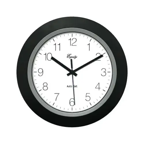 10-Inch Black Self-Setting Analog Wall Clock