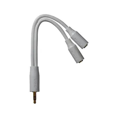 Stereo Y Extension Cable, White, 3.5mm