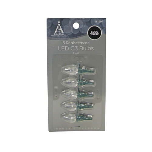 Holiday Wonderland 11223-88 Christmas Lights LED Replacement Bulb, C3, Cool White  pack of 5