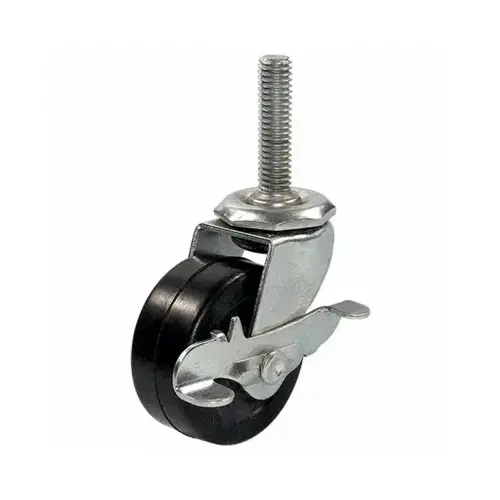 Caster Wheel with Brake, Black, 2 In.