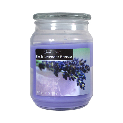 Candle Lite 3297404 Scented Candle Jar, Fresh Lavender Breeze Wax, 18 oz.