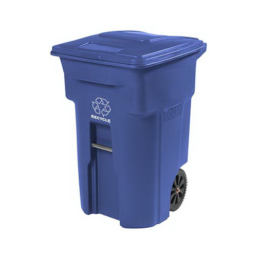 Recycling Trash Can 64 gal Blue Polyethylene Wheeled Lid Included Blue