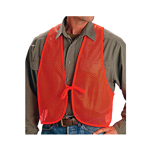 ALLEN COMPANY 15750 Safety Vest, Orange Polyester Mesh, One Size