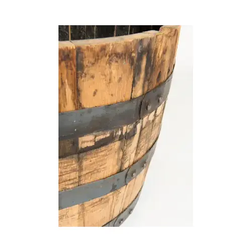 26 In. Half Oak Barrel Planter Brown