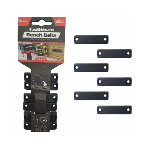 StealthMounts BB-BLK-6 Bench Belts Universal Tool Hangers - pack of 6