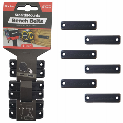 StealthMounts BB-BLK-6 Bench Belts Universal Tool Hangers - pack of 6