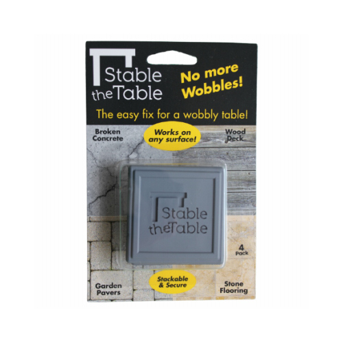 STABLE THE TABLE, LLC 110-11-01-04 Table Wobble Fixer, Gray, Square  pack of 4