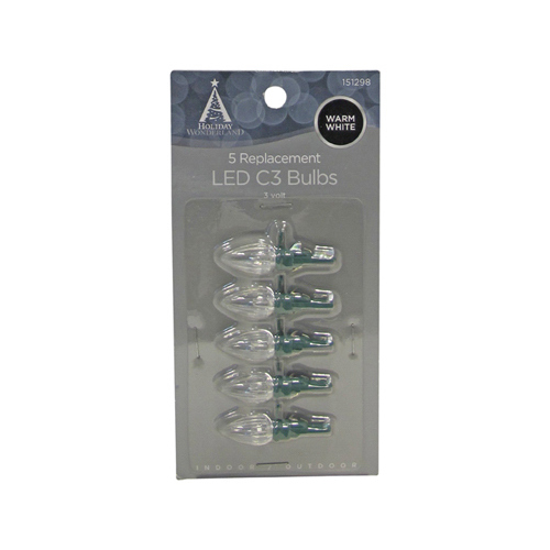 Christmas Lights LED Replacement Bulb, C3, Warm White  pack of 5