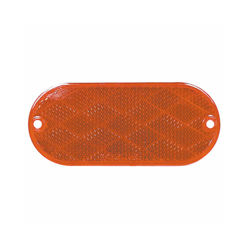 Trailer Reflector, Self-Adhesive, Amber Oval, 4-3/8 x 1-7/8-In.