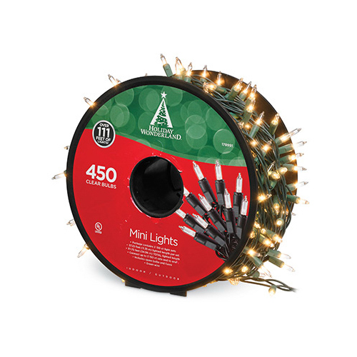 Holiday Wonderland 48350-88 Christmas Mini Light Set, Clear, 450-Ct. Reel